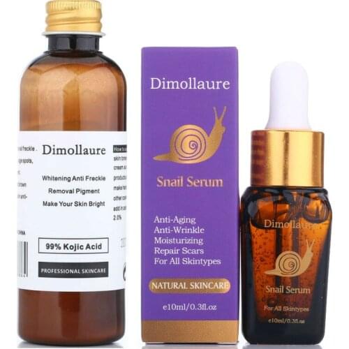 Dimollaure 30g pure Kojic Acid whitening cream+Snail Hyaluronic acid serum removal Acne scar pigmentt melanin Moisturizing