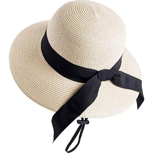 Women Solid Bucket Caps Bownot Sunshade Eaves Sun Hat Outdoor Sun Protection Sunscreen Dome Beach Hat Cappelli Da Sole #P2