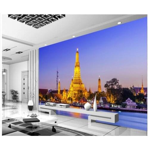 Home Decor Living Room Wall Covering Custom 3d Mural Wallpaper Thai Palace Golden Pagoda Building Wallpaper 3D Mural