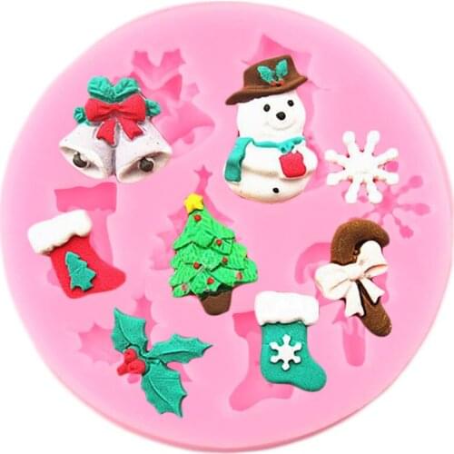 Christmas Snowman Tree Silicone Mold Fondant Cake Decorating Tools DIY Kitchen Baking Chocolate Mould Candy Polymer Clay Moulds