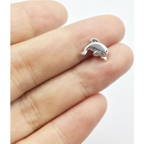 Eruifa 30pcs 10mm Pretty Dolphin Spacer Beads Zinc alloy Jewelry DIY Handmade Bracelet Necklace Earring