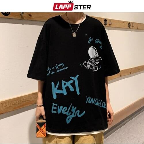 LAPPSTER Men Harajuku Kawaii Graphic T Shirts 2021 Summer Mens Japan Style Streetwear Causal T-shirt Male Cotton Vintage Tshirts