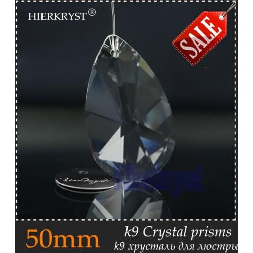 HIERKYST 10 pcs K9 Glass Crystal Prisms Pendants Chandeliers Parts Lustres Rainbow Lamp Lighting Hang Drops 50mm 2" #1949A