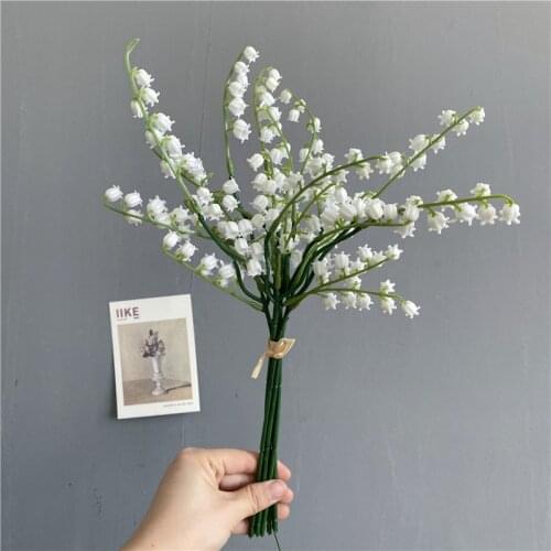 Artificial Flower Realistic Lily Of The Valley Flower Plastic White Bellflower Wedding Party Decoration office Home Garden Decor