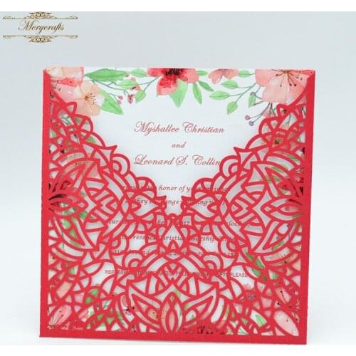 Pocket design delicate carved pattern insert wedding envelopes laser cut wedding invitations card