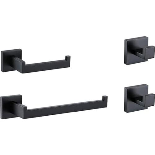 Robe Hook Towel Rail Bar Rack Bar Shelf Tissue Paper Holder Bathroom Hardware Set Bathroom Accessories Black Toothbrush Holder