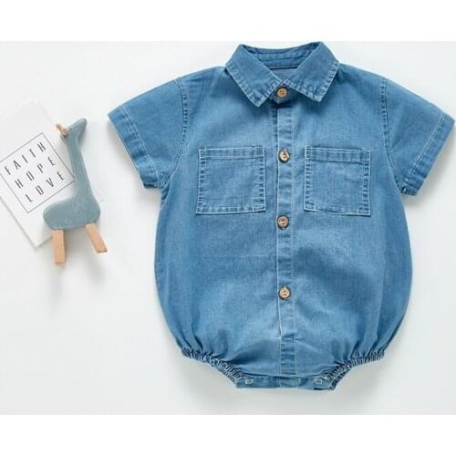 Baby Boy Summer Clothes Bodysuit Jean Fashion Kids Boys Romper 0-3 Year Kids Boy Party New Year 2021 Infant Boys Clothing