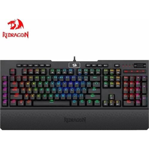 Redragon K586 Brahma RGB Mechanical Gaming Keyboard with Blue Switches 10 Dedicated Macro Keys Convenient Media Control