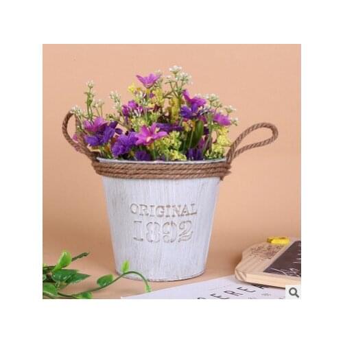 Small Size Cute Vintage Bucket Flower Pot Planter Succulent Plant Flowerpot Home Garden Decor