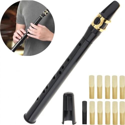 8 Hole Black Mini Little Saxophone Pocket Sax Portable with Sax Reeds Carrying Bag for Beginners