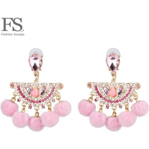 FASHIONSNOOPS Vintage Tassel Earrings Bohemian Statement Drop Pom Pom Earring for Women Handmade Earrings Fashion Jewelry Female