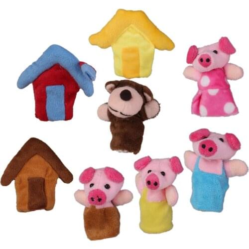 Set of 8PCS Kids Hands Fingers Exercise Coordination Nursery Fairy Table Three Little Pigs Puppets
