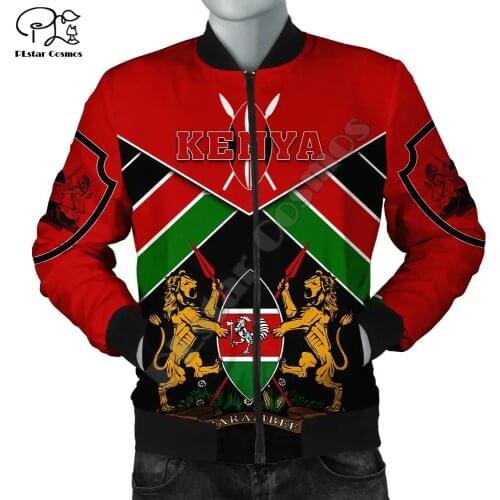 Newest Africa Kenya Zambia Country Flag Tribe Culture NewFashion Winter Warm Coat Streetwear 3DPrint Men/Women Bomber Jacket A4