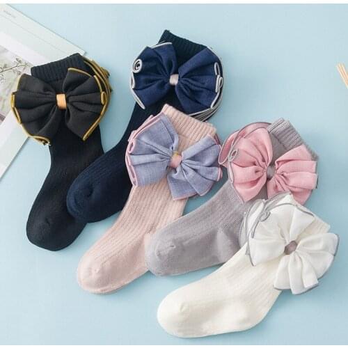 New Knee High Kids Socks for Girls Big Bow Baby Socks for Girls Fashion Cotton Childrens Socks for Girl Winter High Quality
