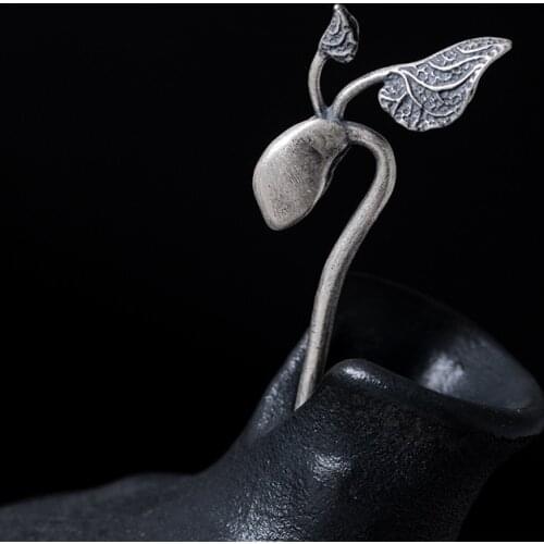 Quality 925 sterling silver bean sprouts Hair Sticks hairwear broad bean bud image design vintage charms hairwear for women gift