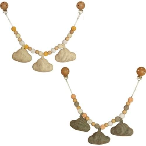 Baby Stroller Pendant Teether Pacifier Chain Rattle Pram Clip Crochet Clouds Toy G99C