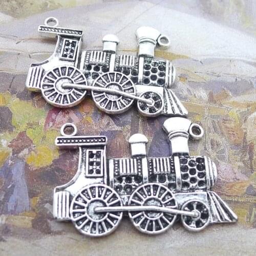 3pcs/Lot 30x45mm Antique Silver Color Locomotive Steam Train Charms Pendant For Jewelry Making DIY Jewelry Findings