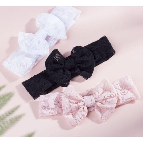 Cute Bowknot Newborn Baby Headband Princess Baby Girls Hairband Lace Flower Elastic Infant Turban Baby Hair Accessories