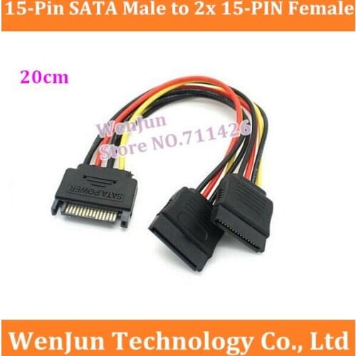 SATA 15-pin Male to 2 SATA 15-pin Female Y- Splitter Hard Disk Power Cable 1 to 2 extension Cable