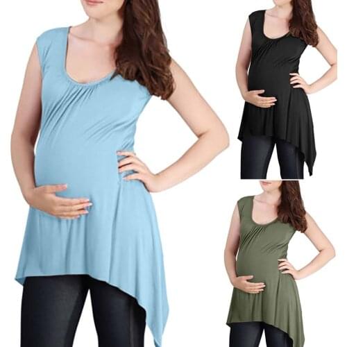 Sexy Irregular Sleeveless Pregnant Blouse Women Pregnant Maternity Nursing Solid Breastfeeding Blouse Female Cloth Factory Price