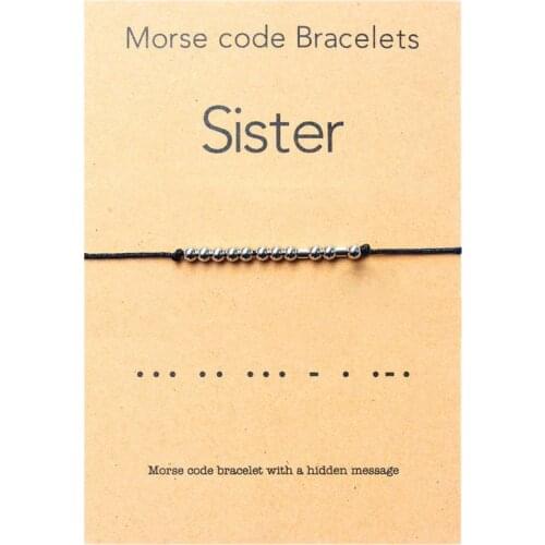 Sister Morse Code Bracelet Stainless steel Beads on Silk Cord, Always My Sister, Forever My Friend -Perfect Sister Birthday idea