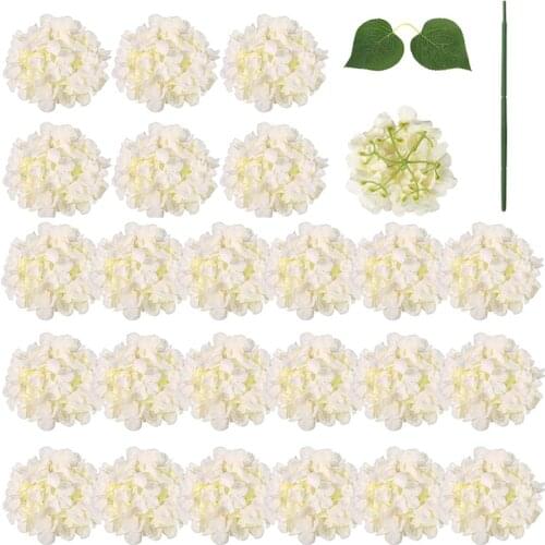 Silk Hydrangea Artificial Flowers Hydrangea Heads Bridal Wedding Bouquet with Stems Home Wedding Party Decorations