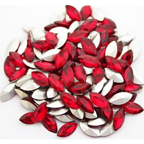 Siam Rhinestone Strass Non Hotfix Rhinestones 4x8mm 10pcs Horse eye Crystals DIY 3D Nail Art Gems decoration