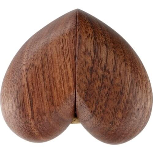 Heart Walnut Wood Ring Box Proposal Engagement Wedding Jewelry Wooden Box Case