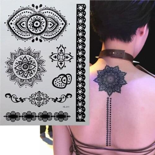 1 piece Black Lotus Henna Temporary Tattoo for lace Hands Inspired Body Stickers