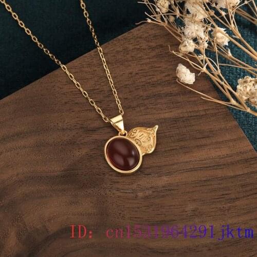 Green Jade Gourd Pendant Chalcedony 925 Silver Crystal Amulet Fashion Natural Necklace Women Zircon Gifts Charm Gemstone
