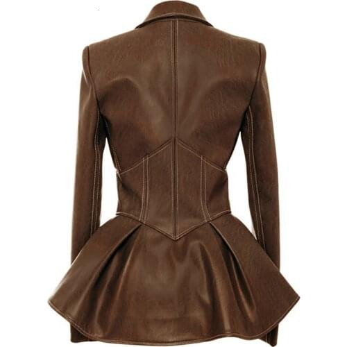 Patchwork Irregular Jacket Biker Style Women Lapel Collar Long Sleeve High Wait Tunic Female Coat Fashion Tide