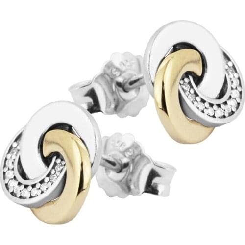 Interlinked Circles Clear CZ Earrings Stud Elegant Jewelry Making 925 Original Silver Fashion Earring Studs