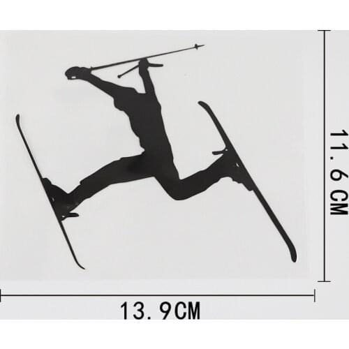 13.9CMX11.6CM Extreme Sport Snow Winter Ski Vinyl Car Sticker Black/Silver 8A-0642