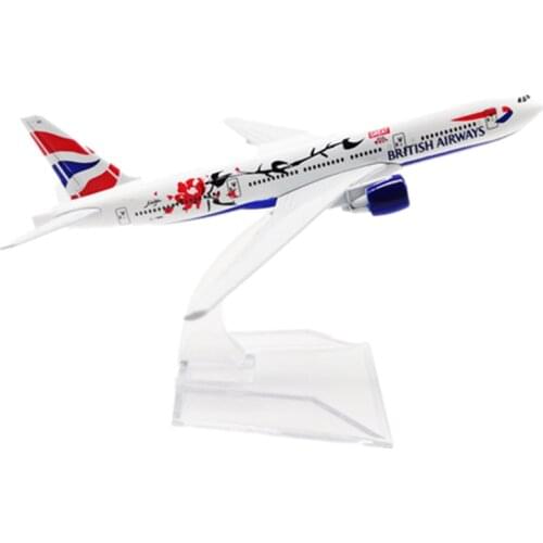 16CM Aircraft Boeing B777 British Airways Plum Airplane Alloy Diecast Model Aviation Toys Plane Gifts Display Collection