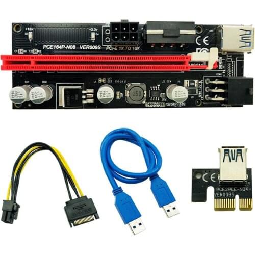 2pcs/PCIE 1X to 16X graphics card extension cable dual 6Pin DC power supply line 009s expansion card 15Pin to 6-pin power cord