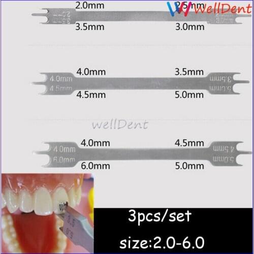 3pcs/set 2.0-6.0 Dental Bracket Positioner Bracket Gauge Locator Stainless Steel Rod Orthodontic Materials Instruments Dentist