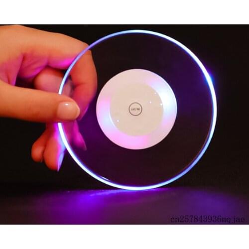 30pcs LED Bar Mats Round Square Colored Cup Pad Luminous KTV Light Base Gravity Induction Battery Bar Tools