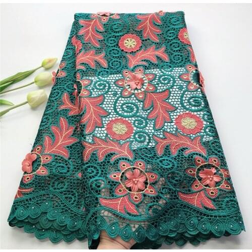 5 Yard 3D Flower Bead Top Class Guipure Lace Very Soft African Cord Fabric Neat Embroidery Nigerian Ghana Dubai Celebration Wear