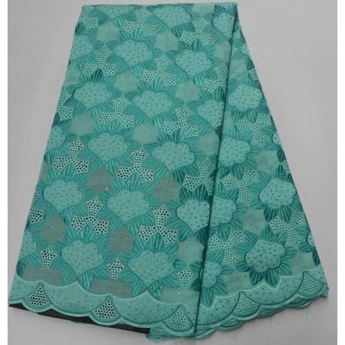 5yards/pc) High quality soft African cotton lace mint green Swiss voile lace fabric with beautiful embroidery for party CLP33