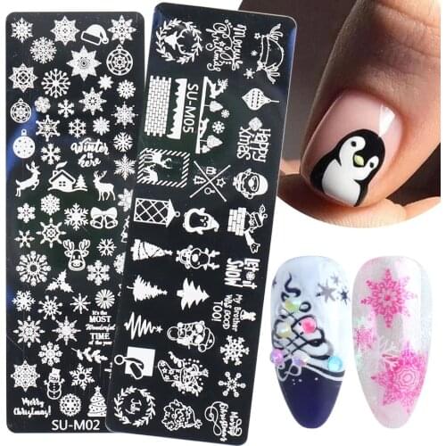 6pcs 2021 New Christmas Nail Template High Quality Professional DIY Design Easy To Use Printing Steel Plate Nail Art Accessories