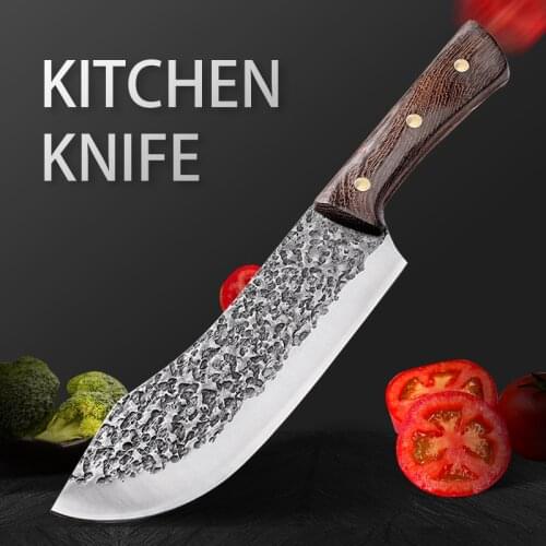 7.5 Inch Hand Forged Chef Knife Meat Cleaver 5CR15 High Carbon Steel Kitchen Knife Sharp Blade Cooking Tools