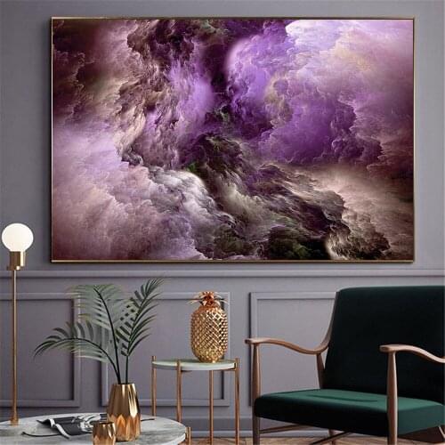 Abstract Glowing Clouds Wall Art Picture Fantasy Clouds Colorful Sky Modern Minimalist Canvas Painting Living Room Decoration