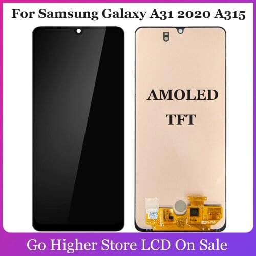 AMOLED / TFT For Samsung Galaxy A31 2020 A315 Lcd A315F SM-A315F SM-A315F/DS LCD Display Touch Screen Digitizer Glass Assembly