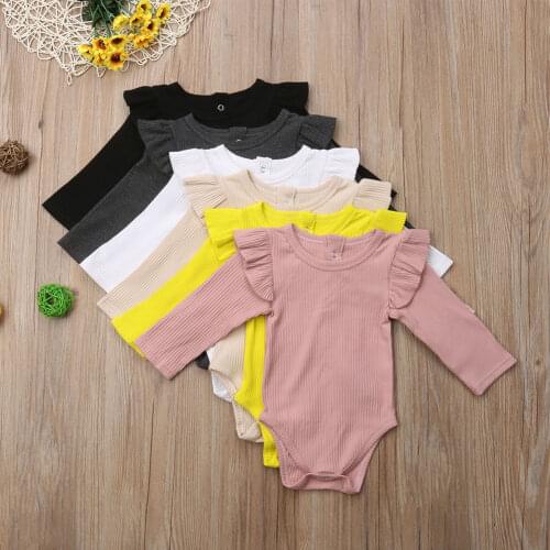 Citgeett Brand Infant Newborn Baby Boy Girl Long Jumpsuit Solid Bodysuit Cotton Clothes Autumn Spring Casual Outfit