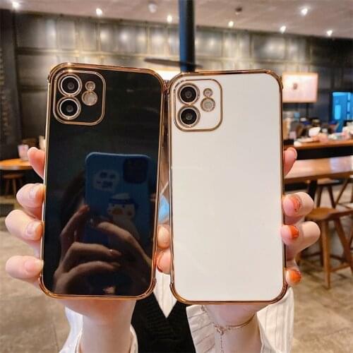 For iPhone 12 cases Luxury Gold Plated 6D Electroplated Phone Case For iPhone 11Pro Max XR XS 7 8 Plus SE Lens Protection Cover