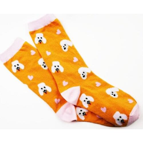 Cute heart and white poodle socks for women poodle dog theme gift 50 pairs/lot