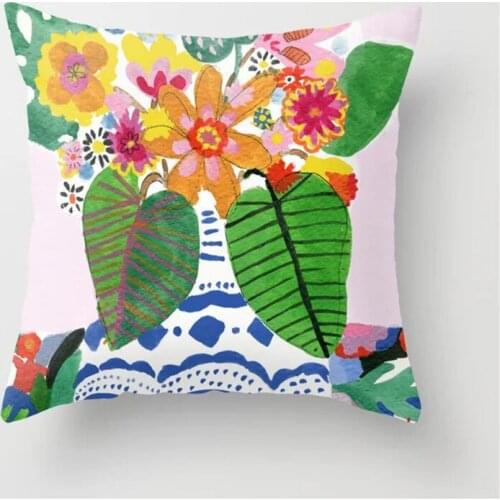 Green Plant Girl Throw Pillow Case Cushion Covers for Home Sofa Chair Decorative Pillowcases