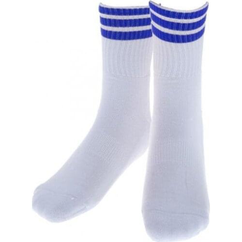 Stripe Sports Running Football Soccer Elasticity Short Socks White Blue
