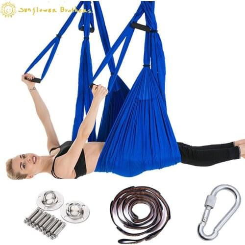 Hammock swing Hammock Full Set Air Yoga 6-handle Non Elastic Reverse Gravity Fitness Hammock with Extension Belt Suspended swing