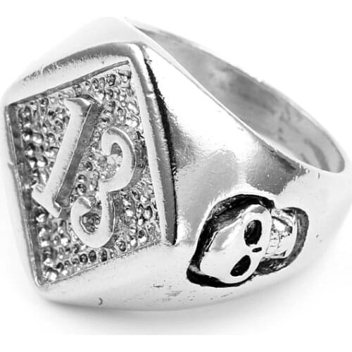 Size 7-13 Motor Biker Lucky Number 13 Ring Zinc Alloy Men Boys Cool Man Biker Skull Ring Punk Vintage Gothic Rings